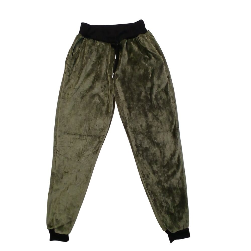 C-MODE Womens Size S Olive Green Velour Plush Lined Jogger Pants